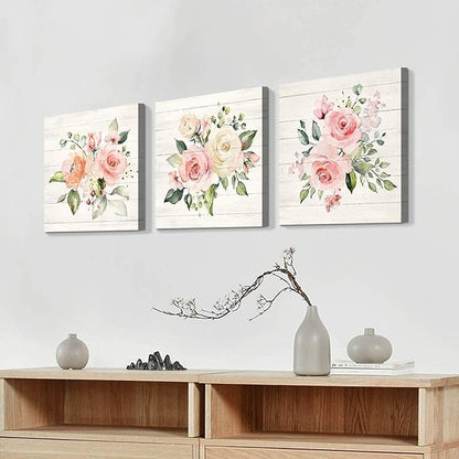 Hardy Gallery Nature Picture Floral Arts Paintings: Bloom Antique Roses Bouquet Graphic Artwork Print on Wrapped Canvas For Walls