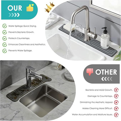 4Pcs Stone Faucet Mat for Kitchen Sink, Diatomite Quick Dry Water Absorbing