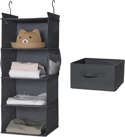 MAX Houser 4-Shelf Hanging Closet Organizer, Space Saver, Cloth Hanging Shelves