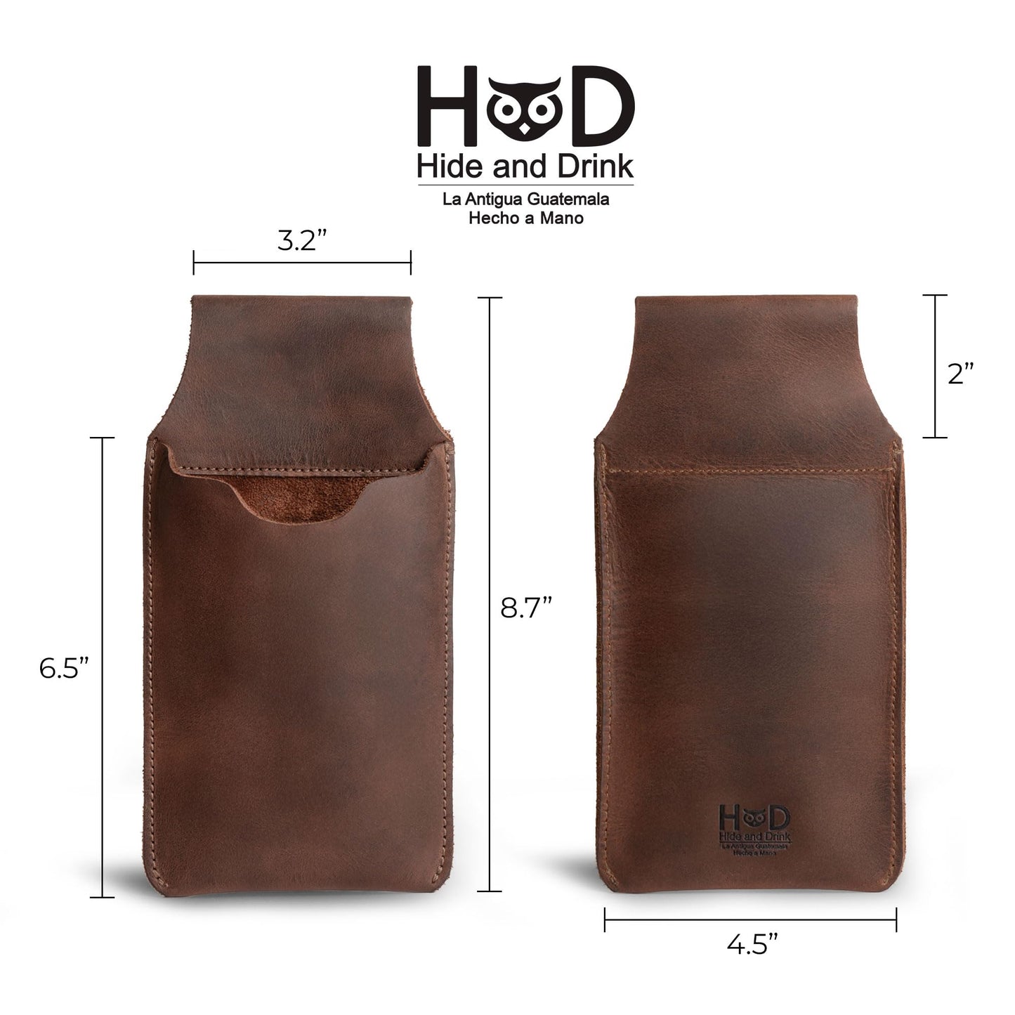 Hide & Drink, Waist Phone Holder Pouch, Accessory Bag, Soft Case for Work & Outdoors Essentials, Full Grain Leather Handmade, Bourbon Brown