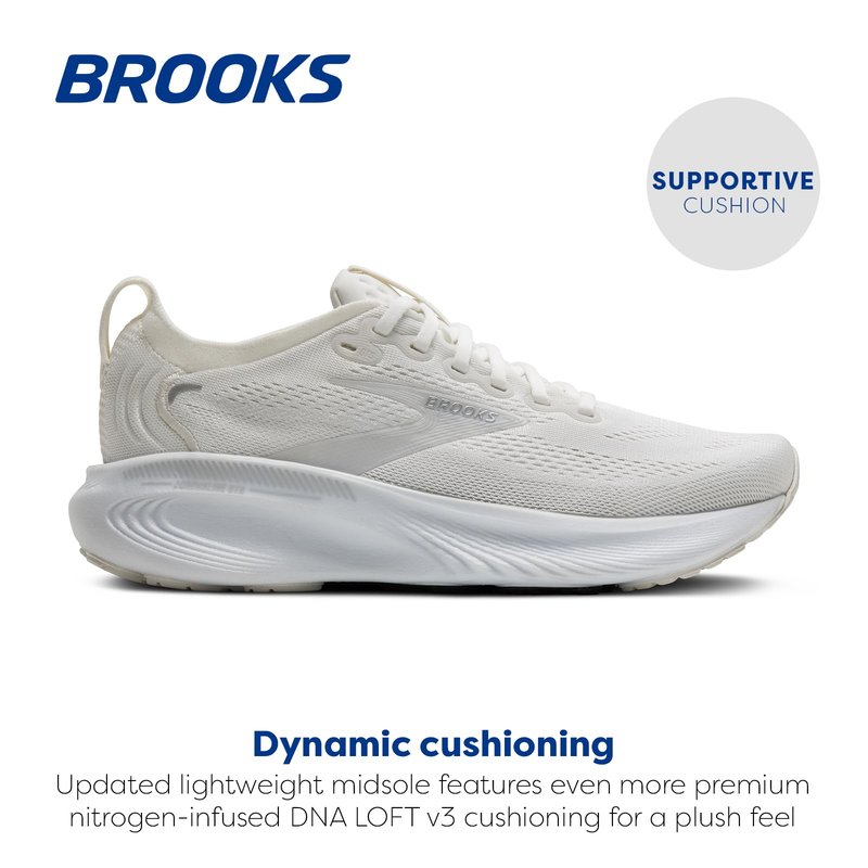 Brooks Women’s Adrenaline GTS 25 Supportive Running & Walking Shoe - White/White/Silver - 12 Wide
