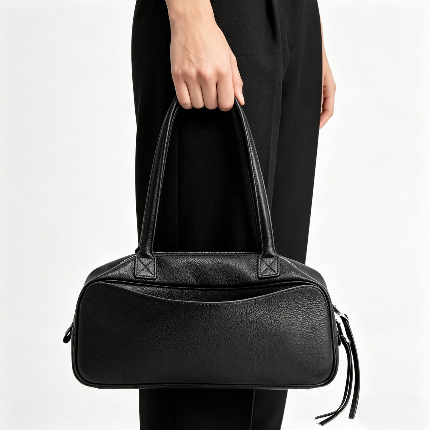 hedexe Leather Shoulder Bag for Women: Genuine Leather Hangbag for Ladies - Chic Bowler Purse for Work Travel & Daily(01Black)