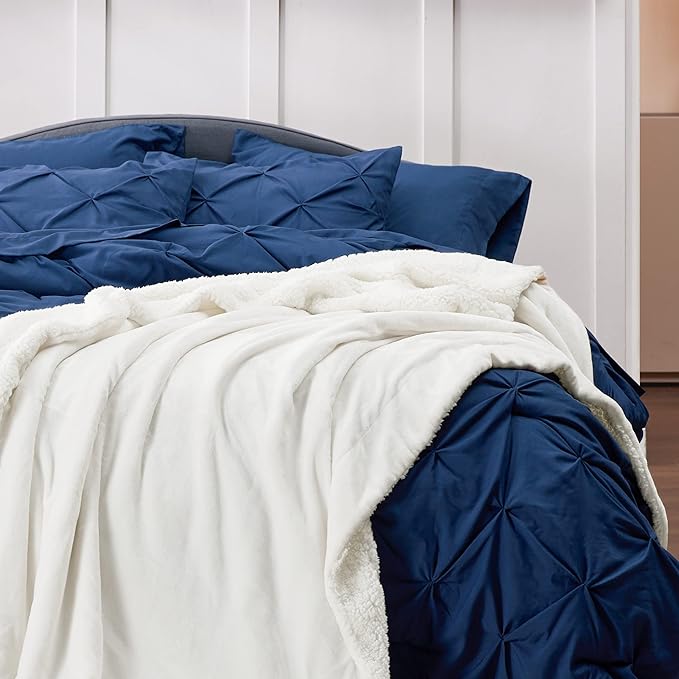Bedsure GentleSoft Sherpa Fleece Blankets King Size for Bed - Thick and Warm, Soft Fuzzy Plush King Blanket for Winter, White, 108x90 Inches