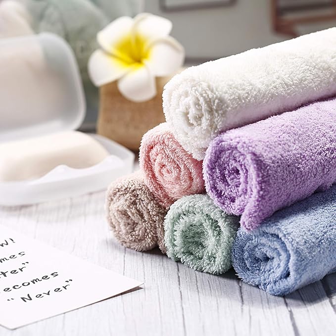 Syhood 12 Pieces Face Wash Cloth 12 x 12 in Makeup Remover Cloths Towel Coral