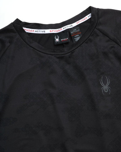 Spyder Mens Active Shirt - Crewneck Dry Fit Mens Workout Shirts Short Sleeve Camo Fitted Athletic Gym Shirts for Men, Size Medium, Blazing Black