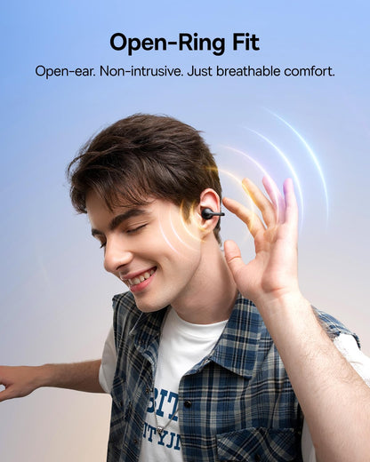 Baseus Bass BC1 Open Ear Earbuds Clip-On Headphones, Open-Ring Comfort with Tri-Curve Snug Clip, Powerful Sound with SuperBass, 4-Mic Clear Calls, IP55 Waterproof, 38H Playtime, Lightweight