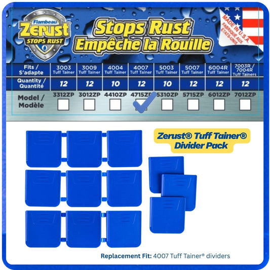 Flambeau Outdoors 4715ZP Tuff Tainer Zerust Replacement Dividers, Fits 4007s, Dry Box Accessories, 12 Pack