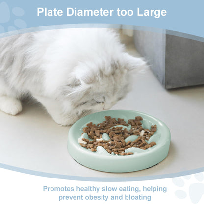 Slow Feeder Bowl for Cats and Small Dogs,Cilkus Fish Pool Design, Fun Interactive Bloat Stop Puzzle Feeder Bowl Healthy Eating Diet Made of Melamine Food Grade Material Dishwasher Safe (Green)