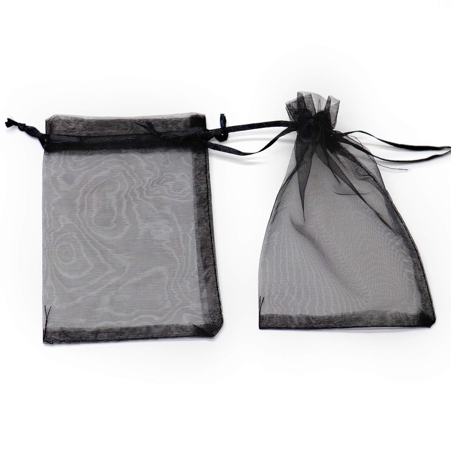 Bezall 100Pcs Organza Bags 6x8 Inch, Black Halloween Party Favor Bags with Drawstring, Mesh Jewelry Gift Bag Christmas Candy Pouches