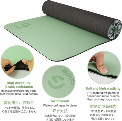 Gruper Yoga Mat Non Slip Thick 1/3'', Eco Friendly Fitness Exercise Mat with Carrying Strap,Pro Yoga Mats for Women,Workout Mats for Home, Pilates and Floor Exercises