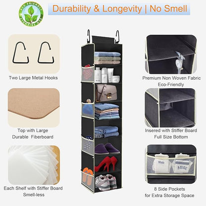 Large-Sized Hanging Shoe Organizer 8-Shelf, Hanging Closet Organizer