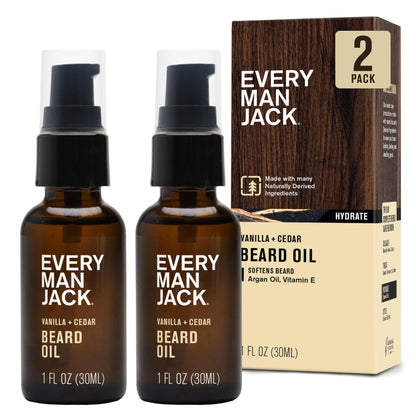Every Man Jack Men's Beard Oil - Aged Bourbon Fragrance - Deeply Moisturizes and Softens Your Beard and Adds a Natural Shine - Naturally Derived with Shea Butter and Argan Oil - 1 fl oz