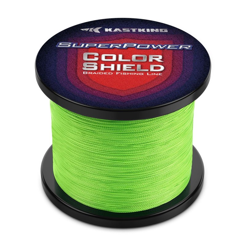 KastKing Superpower ColorShield Braided Fishing Line, Neon Green, 10LB, 500Yards, X4