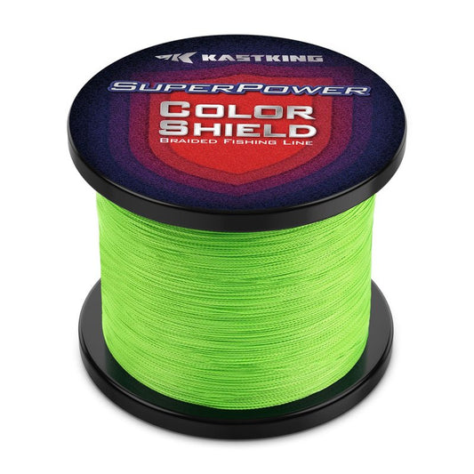 KastKing Superpower ColorShield Braided Fishing Line, Neon Green, 30LB, 150Yards, X4