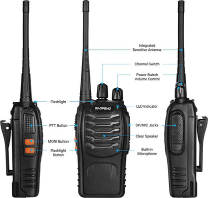 Baofeng Walkie Talkies bf-888s Long Range Two-Way Radios for Adults Rechargeable Handheld Interphone Professional UHF Communicator 3Pcs(2boxes) Walky Talky Set with Earpiece,Li-ion Battery and Charger