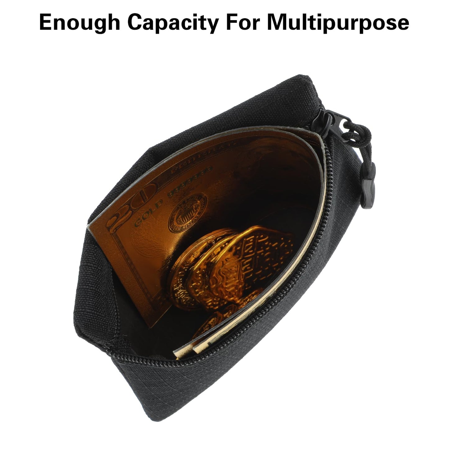 Mini Coin Purse, Mabor Small Canvas Change Pouch Cute Portable Change Purse with Zipper Coin Pouch Mini Coin Bag Tiny Pouch for Women(Black)