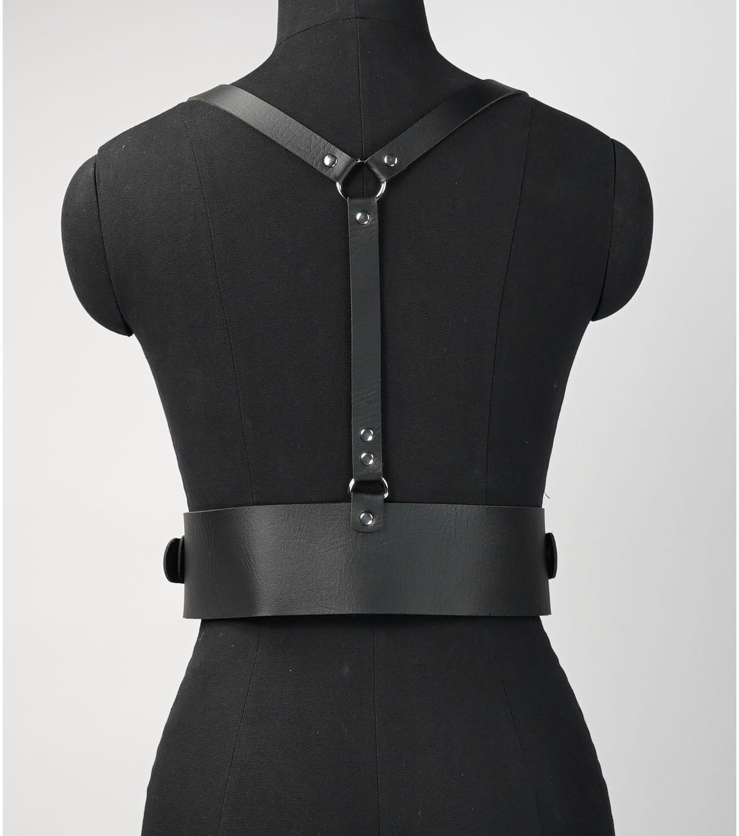 WARANDOD Women Adjustable Faux Leather Harness Waist Belt, Goth Punk Black Fashion Harness Top Body Accessory For Festival Stage Nightclub Cosplay(Waist 27.6-40.2in)