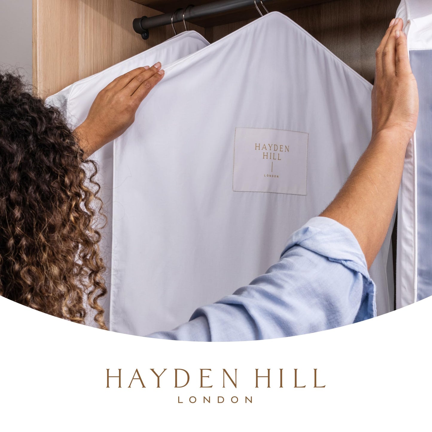 Hayden Hill Luxury Organic Cotton Garment Storage Bag - Long 58" Dress Bag - Breathable & Moth-Proof For Full Length Clothing, Dresses & Coats - Clothes Bags for Hanging Organization