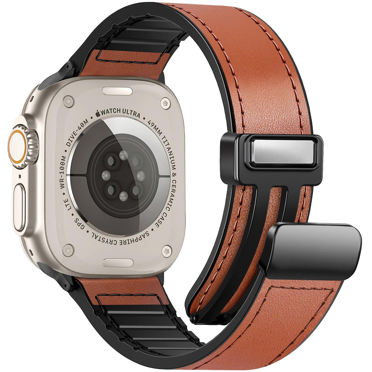 WestEagle Magnetic Leather Bands Compatible with Apple Watch 49mm 46mm 45mm 44mm 42mm(S3/2/1) for Men Women, Genuine Leather with Magnetic Buckle for iWatch Ultra1/2/3 Series SE11/10/9/8/7/6/5/4/3/2/1