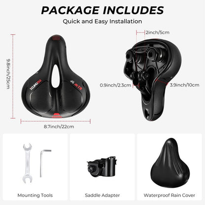 YOUNGDO Bike Seat - Comfortable Gel Foam Padded Leather, Wide Bike Saddle Cushion, Universal Fit, Shock Absorbing, for Women and Men