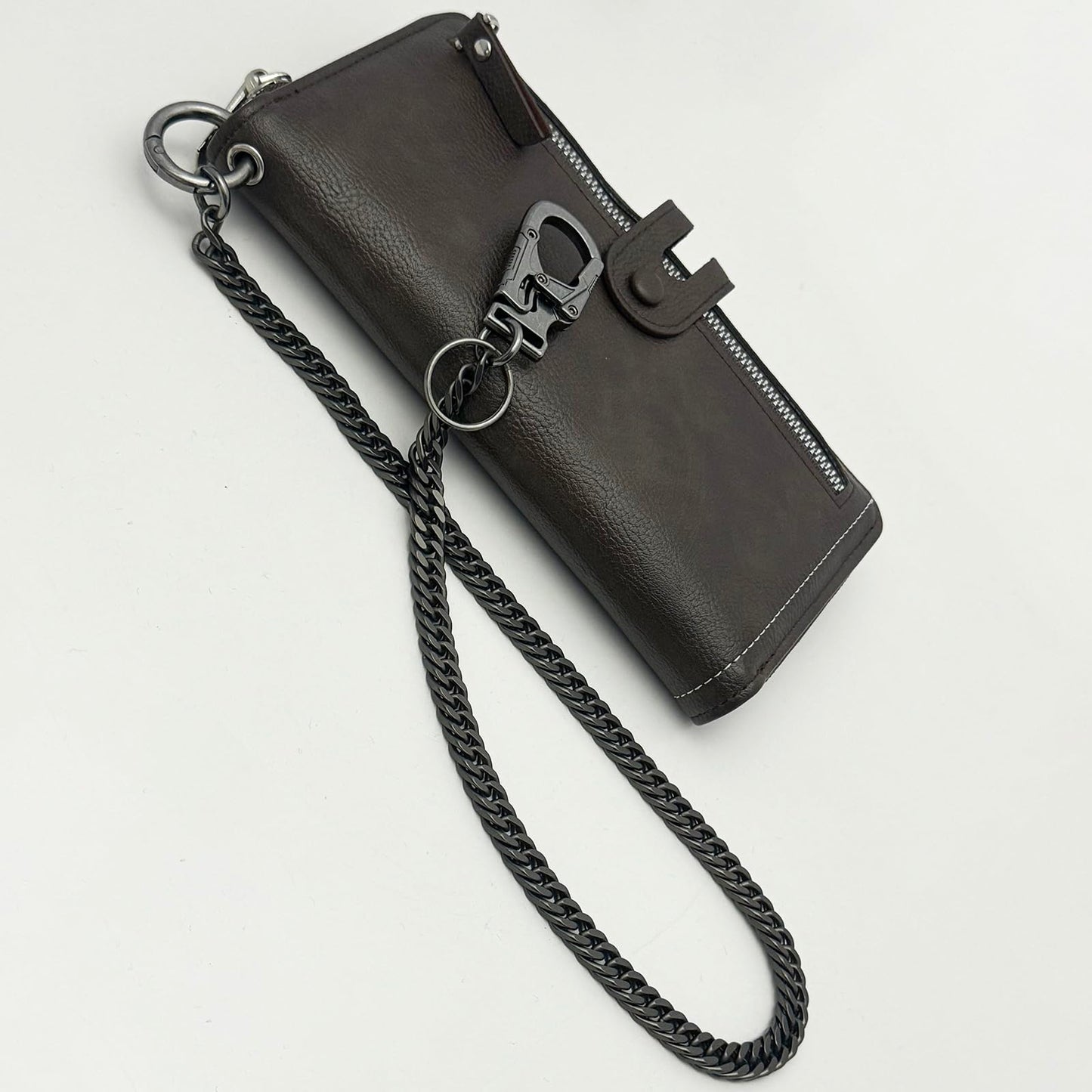 Ahiller Biker Key Wallet Chain, Fancy Stainless Steel Pant Pocket Purse Jean Handbag Belt Chain with Small Double Locking Mechanism Carabiner for Men Women-YK