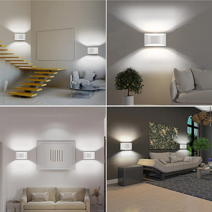 4 Pack Wall Sconces Indoor White Modern LED Wall Sconce Hardwired Up and Down Wall Light Fixture for Bedroom Hallway Corridor Cool White 6000K(with G9 Bulbs)