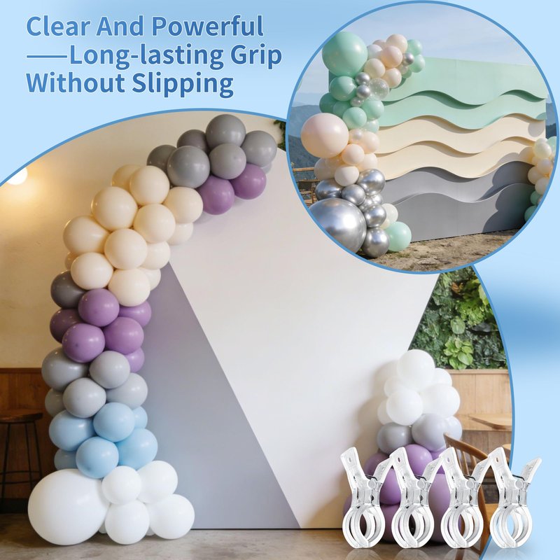 PUGPIU 12 Pack Balloon Arch Clips for Backdrop | Plastic Transparent Spring Clamps | 3.5 Inch Heavy Duty Clip for Backdrop Stand | Birthday Wedding Decoration | Photography Studio | Crafts | Clothing