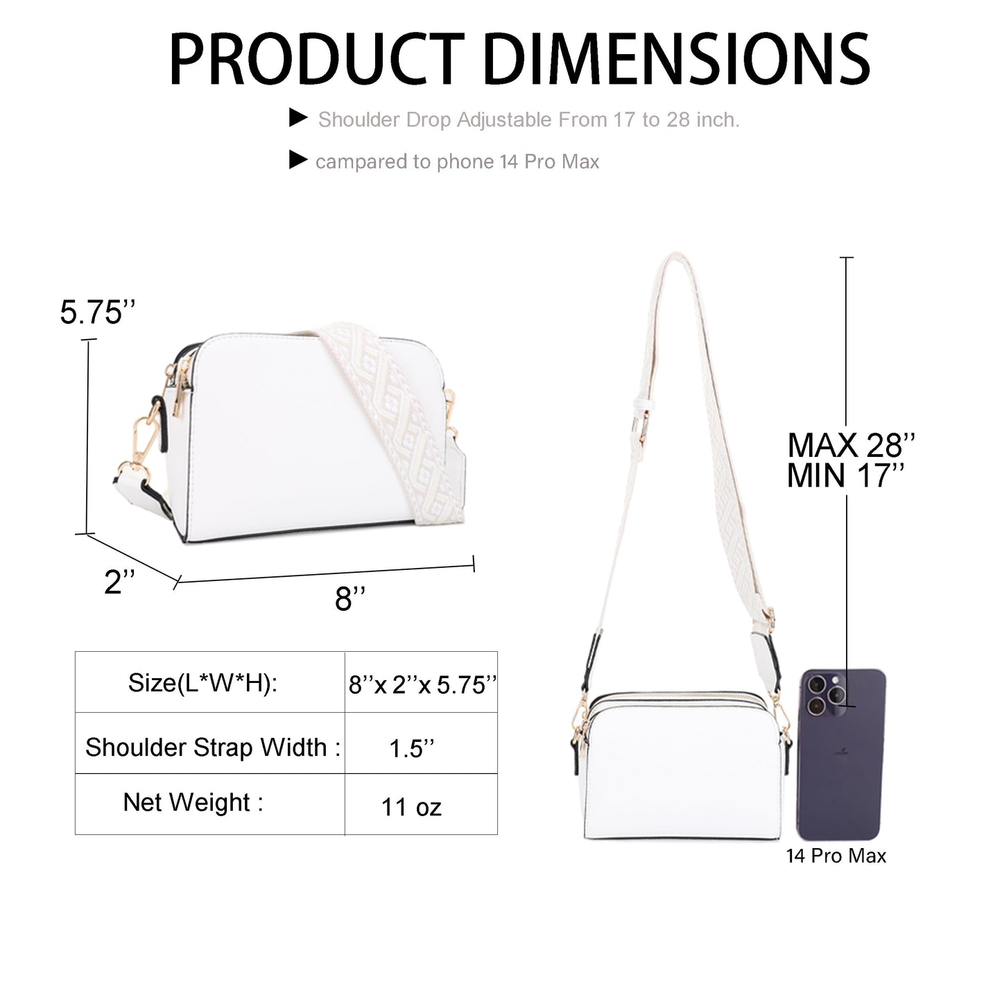 EVVE Crossbody Bags for Women Trendy Small Crossbody Camera Bag Purse Vegan Leather Triple Zip Crossbody Purses with Extra Long Webbing Strap| WT
