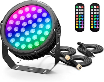 144W LED Wall Washer Light Linkable with Remote Control, AC 120V 5700K RGBW Color Changing Spotlight Dim Flood Light for Indoor Outdoor Lighting, Casinos, Weddings, Parties, Wall, Landscape