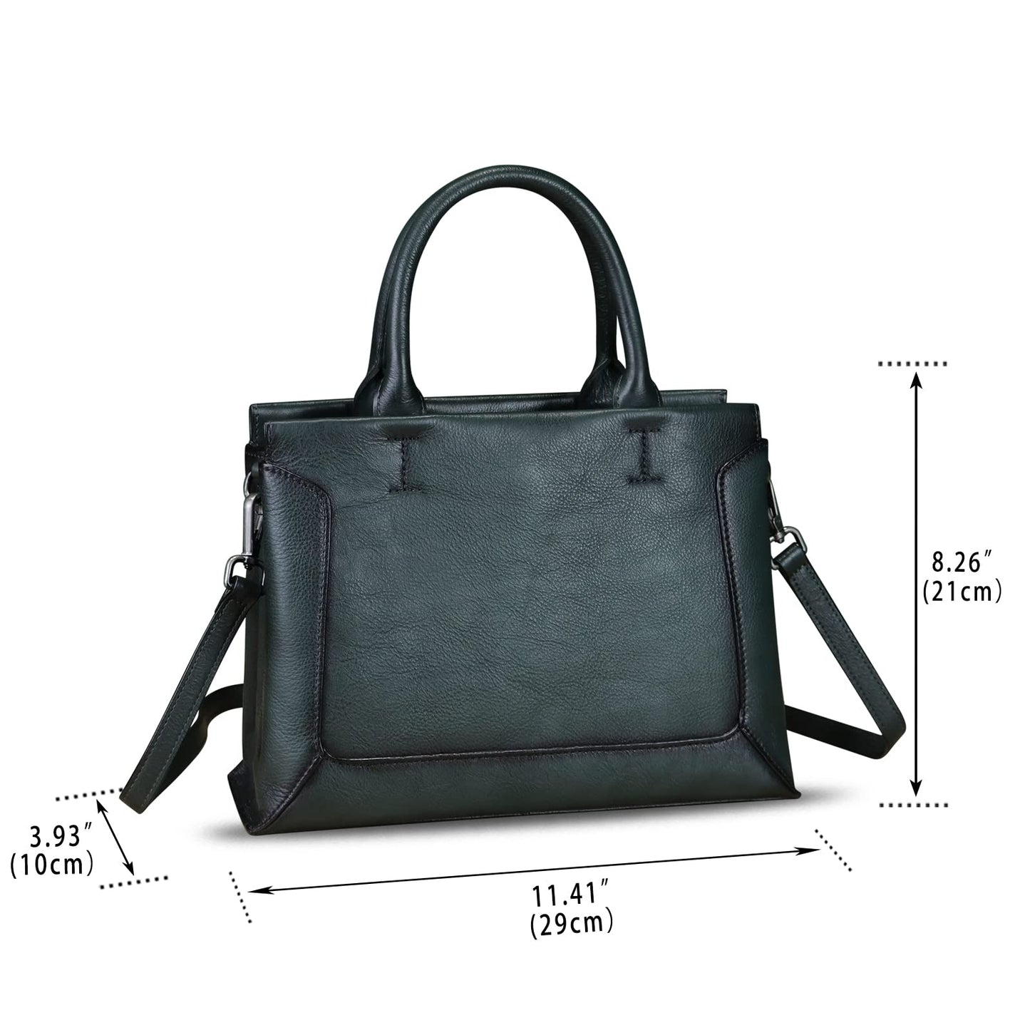 Genuine Leather Satchel for Women Leather Handbag Top Handle Bags Handmade Purse Crossbody Handbags Tote Bag (Darkgrey)
