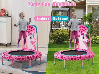 Maotifeys No-Gap 36" Mini Trampoline Toddler Trampolines with Handle for Kids, 36 inch Indoor Garden Small Kid Trampoline Baby Trampolines with Super Safe Cover for Toddlers Ages 2 to 5, Unicorn