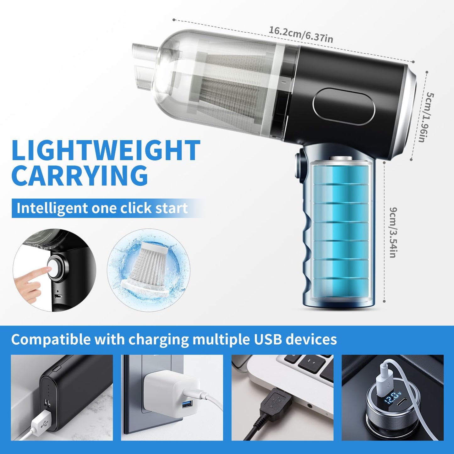IFTHFOUR Compressed Air Duster-Vacuum Keyboard Cleaner-Air Blower 3-in-1-Electric Air Dusters-Replace Compressed Air Cans for PC,Computer Keyboard,Car Dusterpc Cleaning