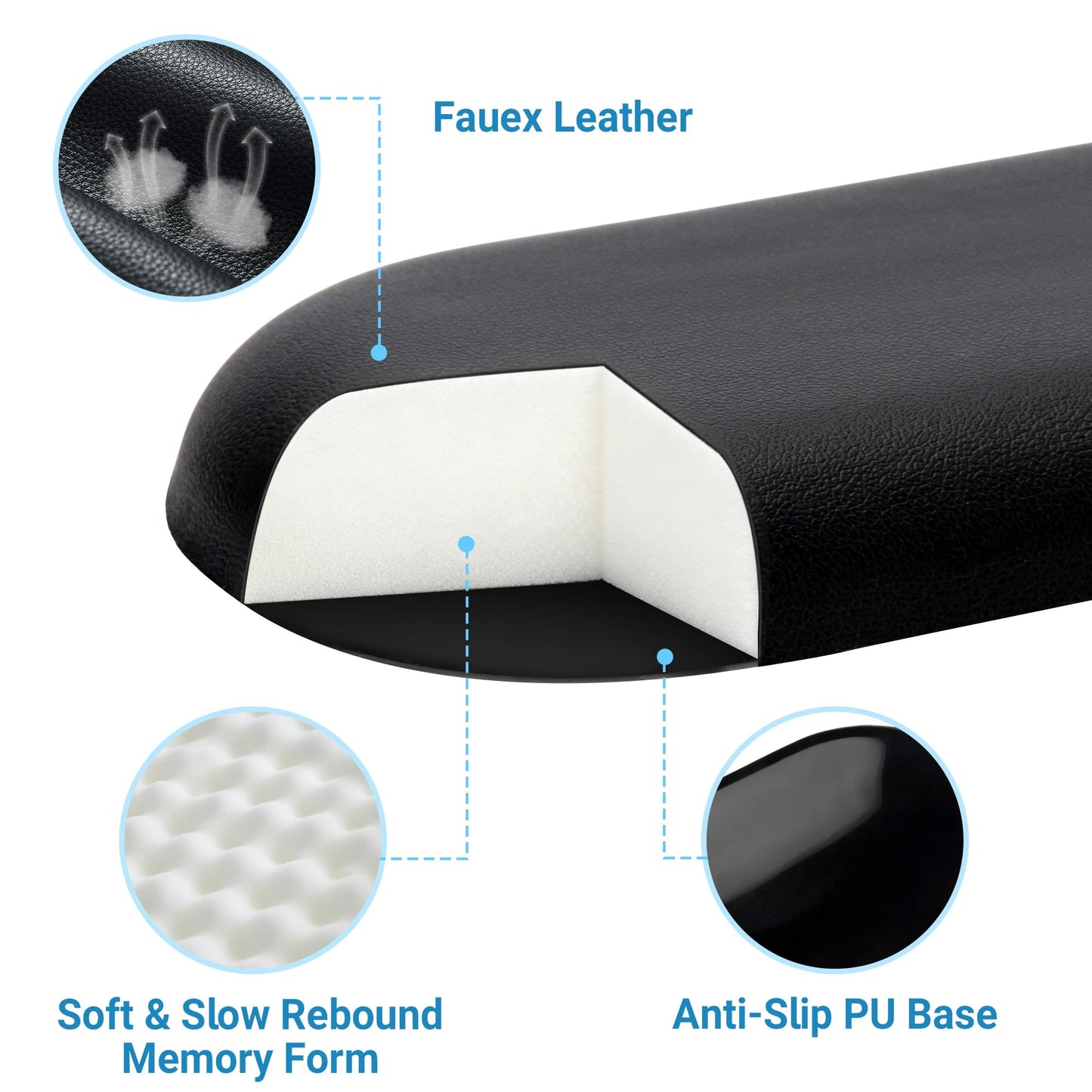 ASFSKY Keyboard Wrist Rest for Full-Size Mechanical Keyboards, 17-Inch Ergonomic Memory Foam Wrist Support with PU Leather Surface, Easy to Clean for Office, Gaming & Coding (Classic Black)