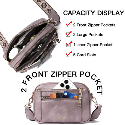 Telena Small Crossbody Bags For Women Vegan Leather Crossbody Purse With Adjustable Wide Strap For Daily Life