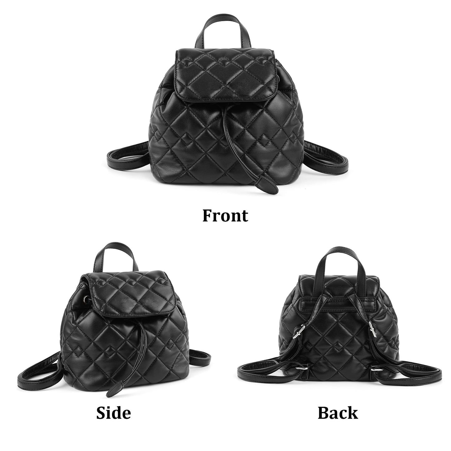 Goinsound Quilted Mini Backpack for Women, Vegan Leather Convertible Backpack Purse with Magnetic Closure, Trendy Daybag
