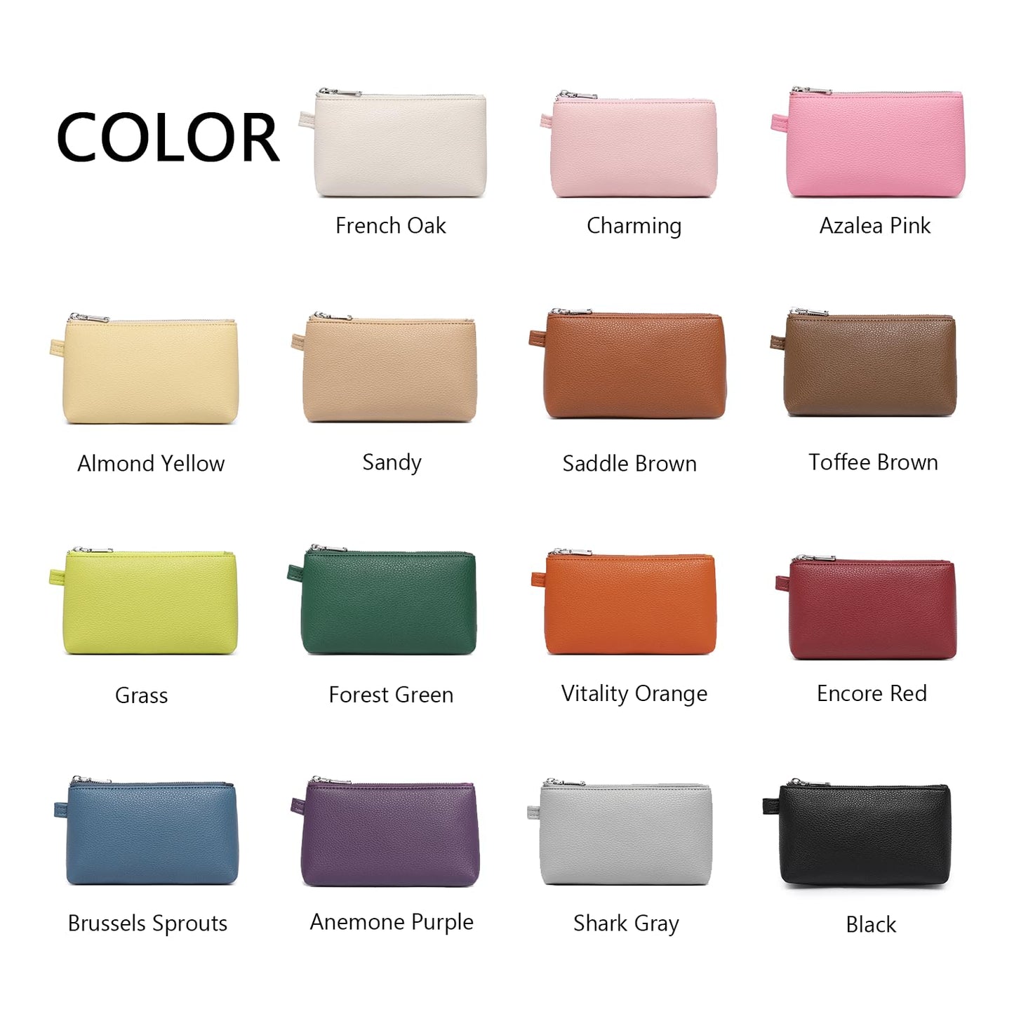 YONBEN PU Leather Small Makeup Bag for Women Cosmetic Bag Organizer with 2 Inner Pockets Zipper Pouch(Pu/Saddle Brown)