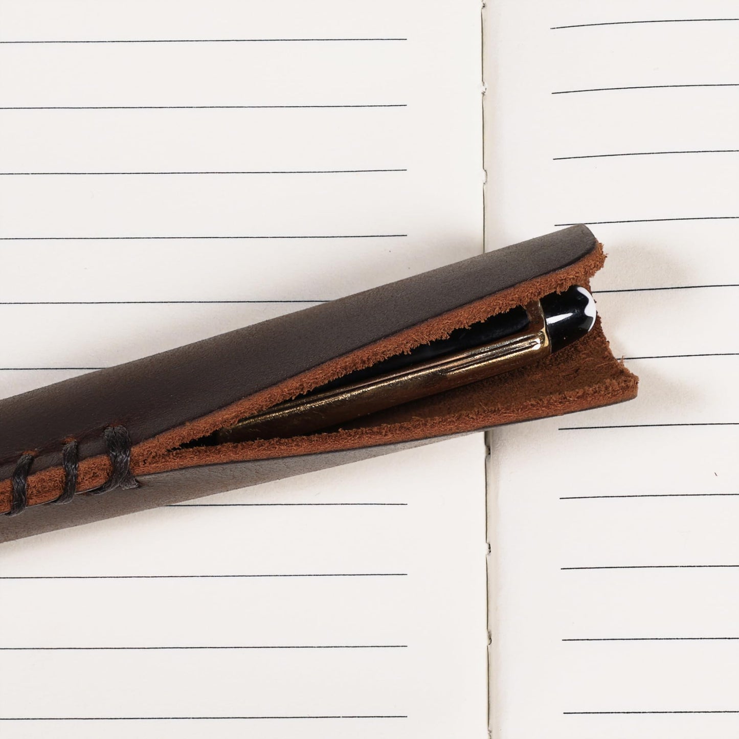 Handmade Genuine Leather Single Pen Case Fountain Pen Sleeve Holder Pouch Cover Vintage (Coffee)