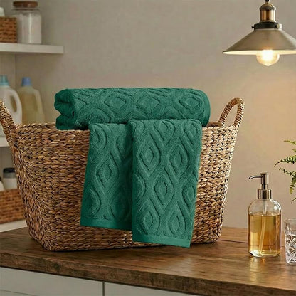 Artoid Mode 1 Pc Dark Green 3D Diamond Grid Jacquard Hand Towels