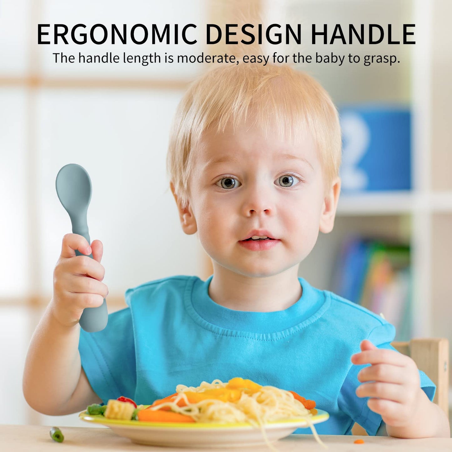 ME.FAN Silicone Baby Feeding Spoons [6 Pack] - First Stage Infant Spoons, Training Spoon for Self Feeding Babies and Toddlers