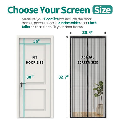 CLOPOMIC Magnetic Screen Door 36x80 Inch, Heavy Duty Door Screen Mesh with Magnetic Closure, Easy Install Hands-Free Screen for Sliding & Front Door, Pet & Kid Friendly, Keep Bugs Out