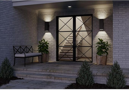 Square Collection 6" Aluminum Outdoor Up/Down Wall Lantern Light Matte Black