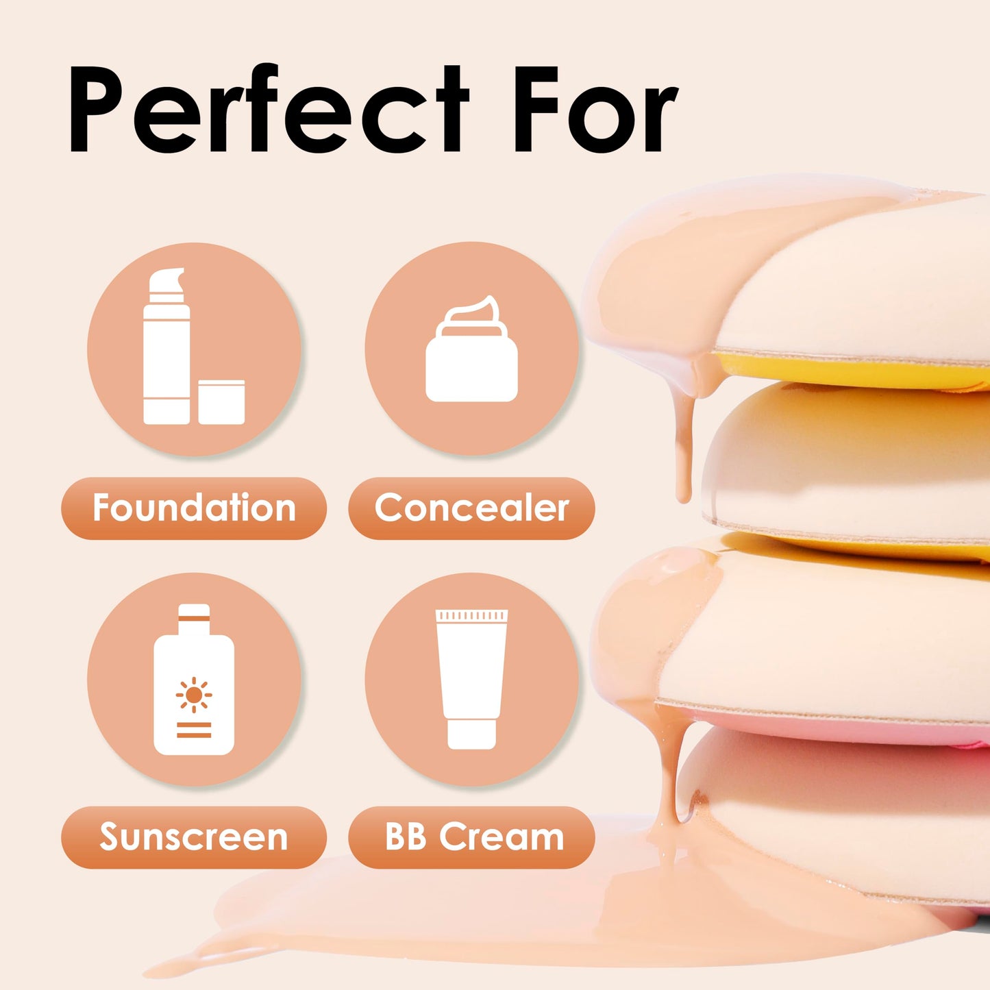 5Pcs Makeup Sponge For Foundation Concealer And Powder, Latex Free Blender Sponge For Natural And Easy Makeup Soft Long-lasting And Beginner-friendly, Green, Medium