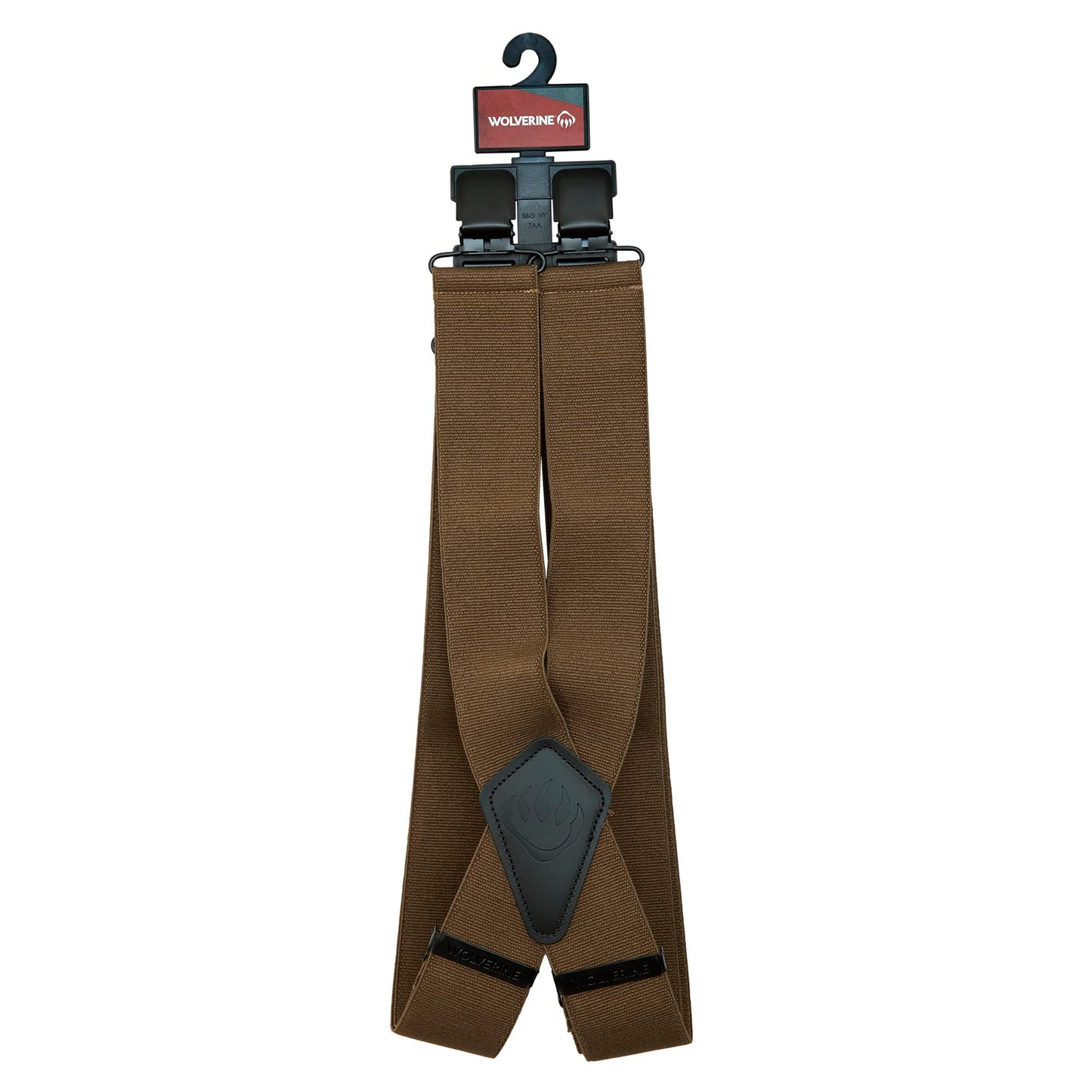 WOLVERINE X-Back 2 Inch Heavy Duty Adjustable Straps with Signature Clips, Work Solid-Chestnut, One Size