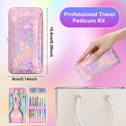 CGBE Manicure Set Nail Clippers Pedicure Kit Men Women Grooming kit Manicure Professional Nail Care Tools Gift 12Pcs with Luxurious Travel Case