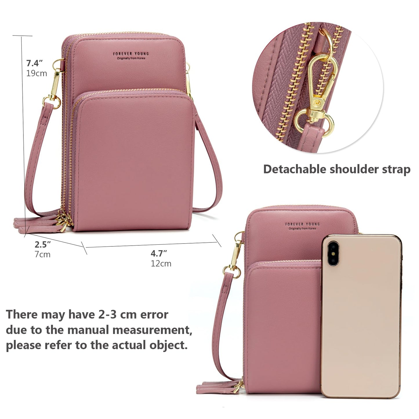 Kingto Cellphone Purse Small Crossbody Bag Waterproof Smartphone Wallet Phone Holder for Women