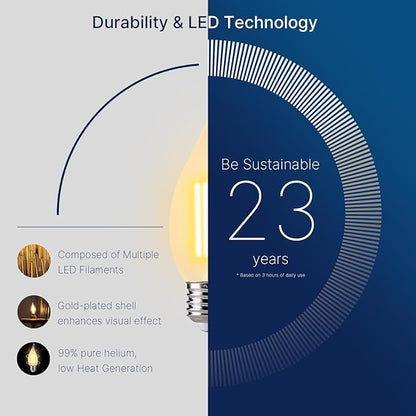 FLSNT CA11 E26 LED Candelabra Bulbs, Dimmable LED Chandelier Light Bulbs, 40W Equivalent, 2200K Warm White Light, 330LM, Amber Glass Finishing, 24 Pack UL,CA65 Listed.