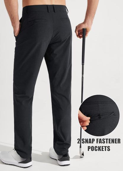 Libin Mens Golf Pants Stretch Work Dress Pants 30" Quick Dry Lightweight Business Casual Pant for Men Comfy Water Resistant, Black, 44W x 30L