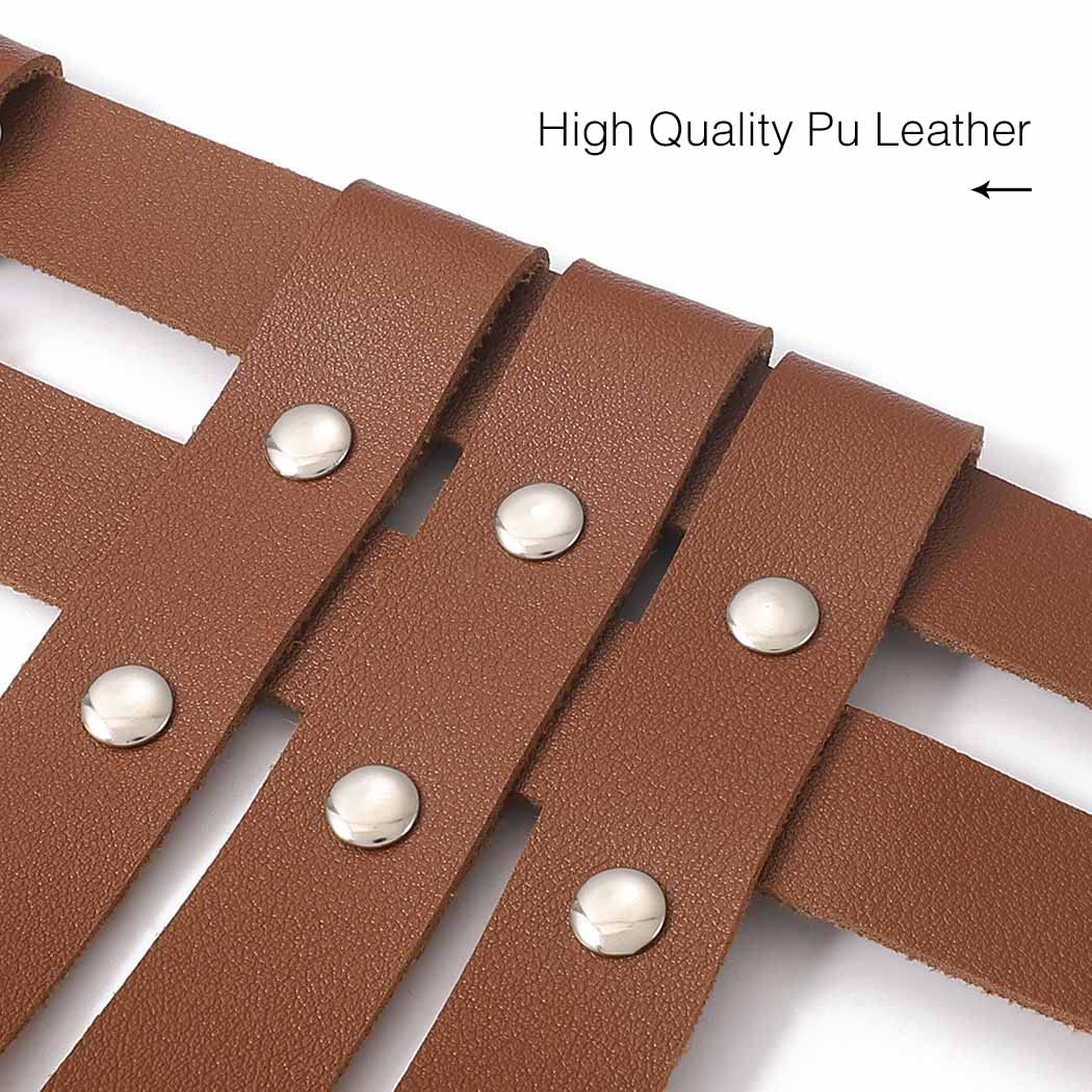 BODIY Women Waist Belt Straps Brown PU Leather Vest Adjustable Buckle Belts Punk Goth Waist Strap for Halloween Dresses Costume