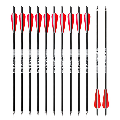 REEGOX Crossbow Bolts 20 inch Bio Crossbow Arrows with Moon Nocks and Removable Tips (Pack of 12) (20"-Red)