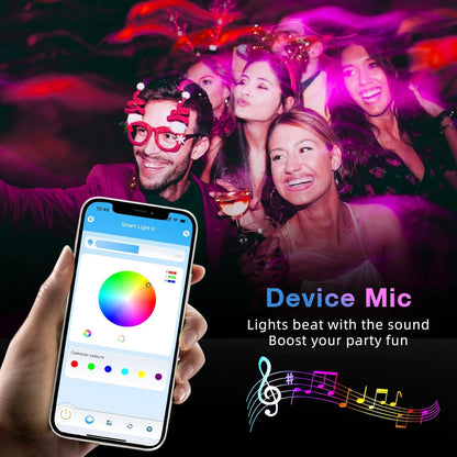 120ft Bluetooth LED Strip Lights,SMD 5050 Music Sync LED Lights Strip,RGB Color Changing LED Lights with Remote,Smart Phone APP Control,LED Lights for Bedroom,Ceiling,Room DIY(APP+Remote +Mic/60ftx2)